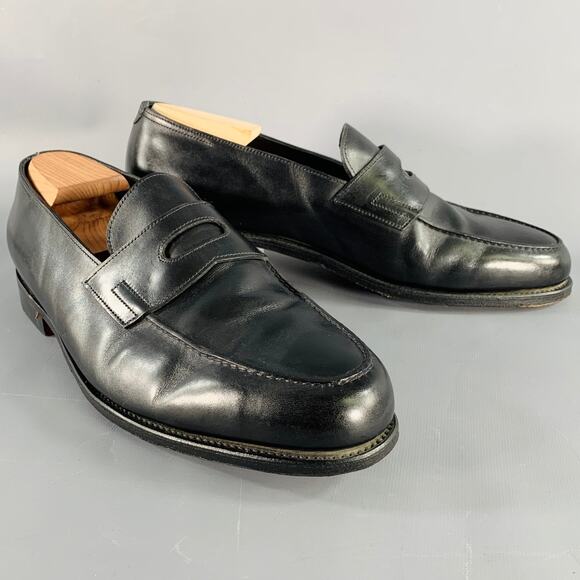 JOHN LOBB Size 11 Black Leather Penny Loafers - Picture 1 of 10